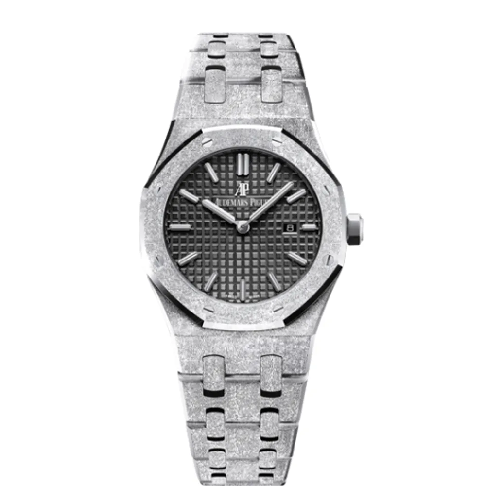Audemars Piguet Royal Oak 67653 Quartz Frosted White Gold / Black / Bracelet