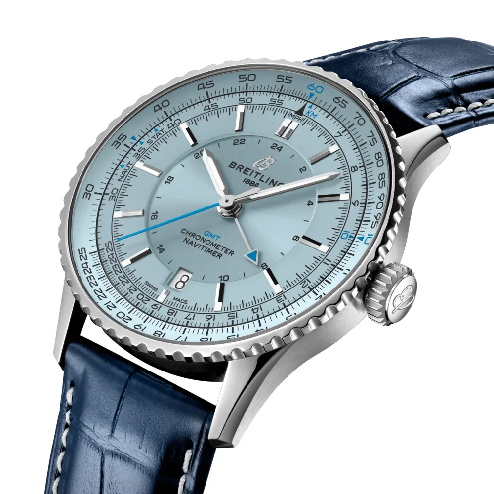Breitling Navitimer Automatic GMT 41, Stainless steel · 41 mm · Ice blue