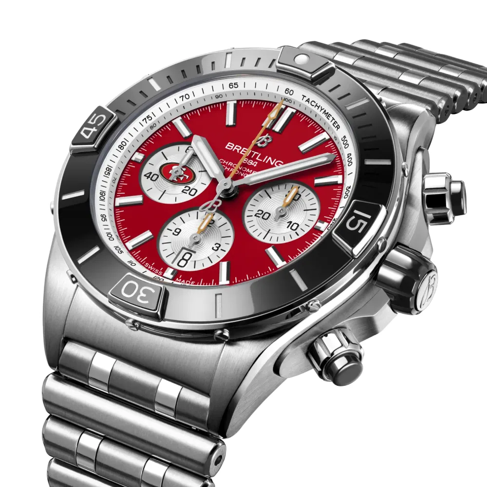 Breitling Super Chronomat B01 Chronograph 44 NFL San Francisco 49ers, Stainless steel · 44 mm · Red