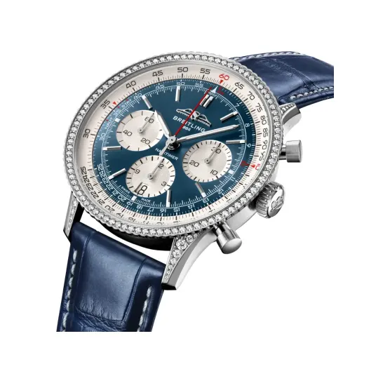 Breitling Navitimer B01 Chronograph 41, Stainless steel (gem-set) · 41 mm · Blue