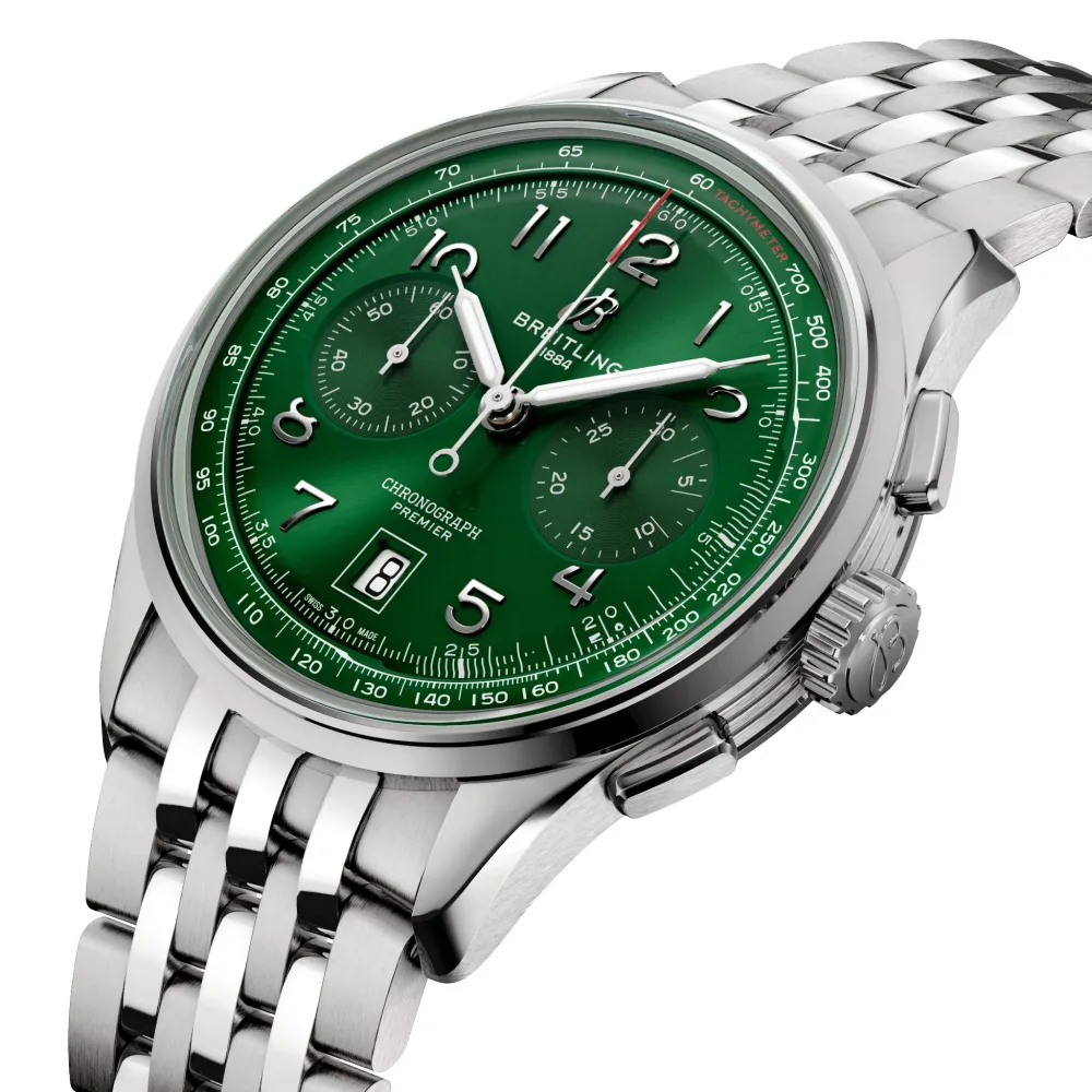 Breitling Premier B01 Chronograph 42, Stainless steel · 42 mm · Green