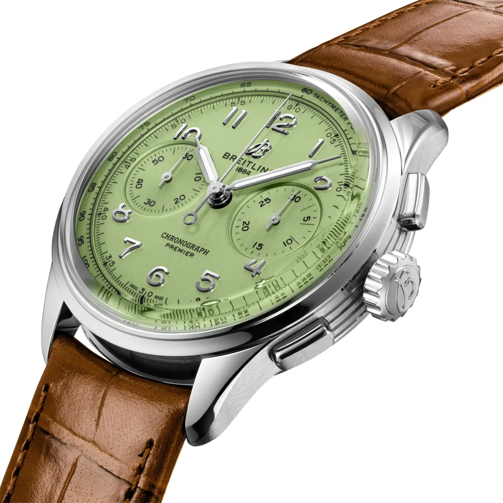 Breitling Premier B09 Chronograph 40, Stainless steel · 40 mm · Pistachio green
