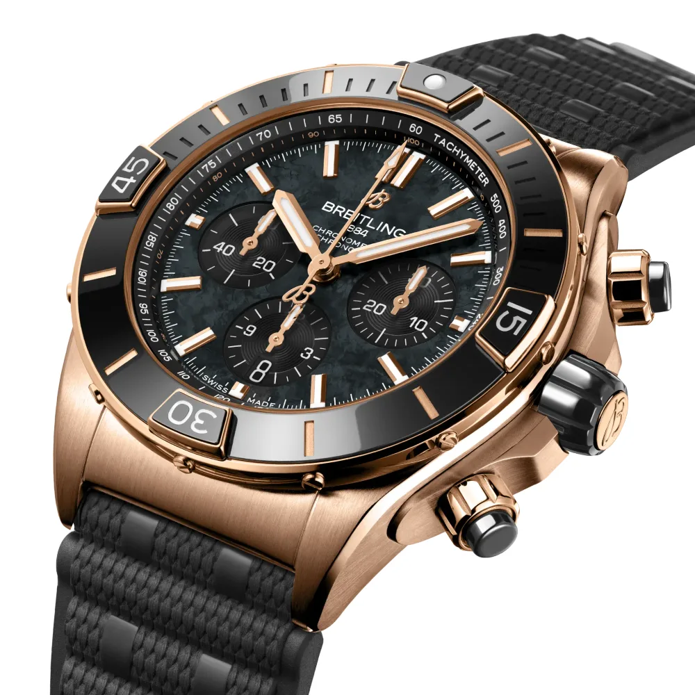 Breitling Super Chronomat B01 44, 18k red gold · 44 mm · Black mother-of-pearl