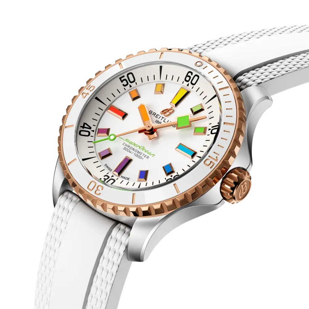 Breitling Superocean Automatic 36, Stainless steel & 18k red gold · 36 mm · White