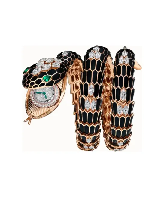 Bulgari Serpenti Secret Watch in Rose Gold with Emeralds and Diamonds