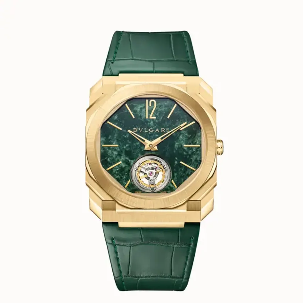 Bulgari Octo Finissimo Watch Yellow Gold with Green Marble