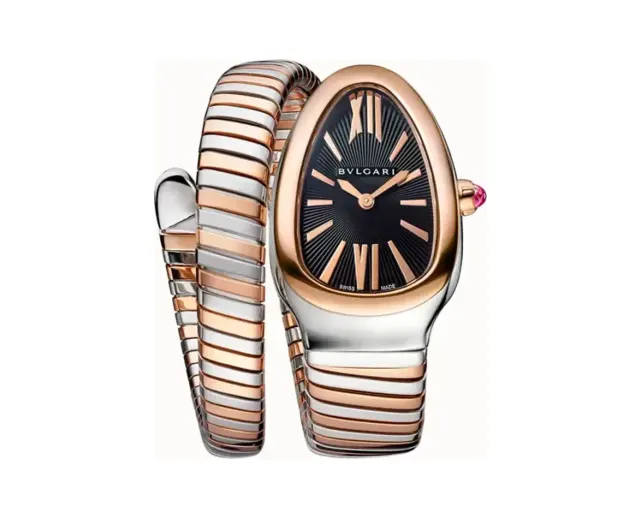 Bulgari Serpenti Tubogas Watch Rose Gold and Steel Black Dial