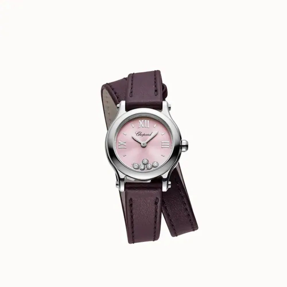 Chopard Happy Sport, 25 mm, quartz, Lucent Steel™, diamonds