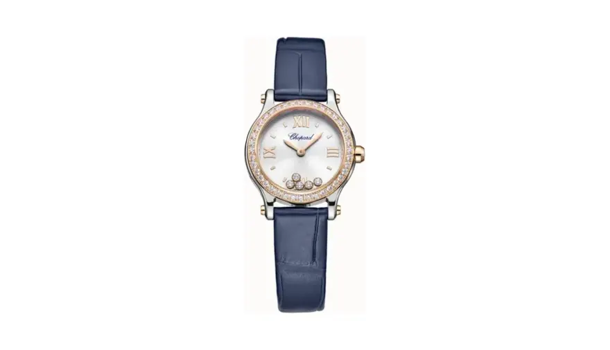 Chopard Happy Sport, 25 mm, quartz, ethical rose gold, Lucent Steel™, diamonds