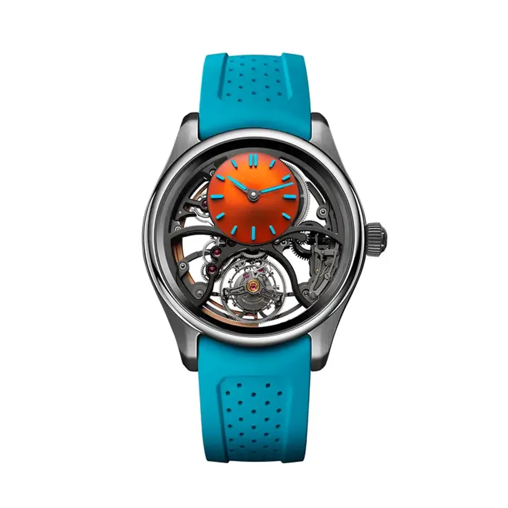 H. Moser & Cie. Pioneer Cylindrical Tourbillon Skeleton Spiced Aqua