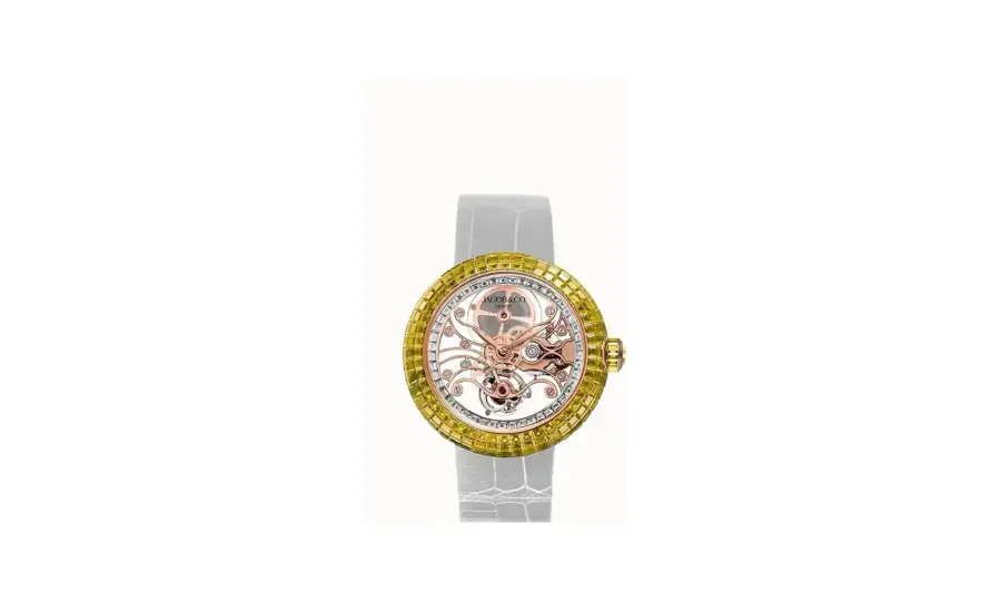 Jacob & Co. Brilliant Skeleton Baguette — Rose Gold - Yellow Sapphires