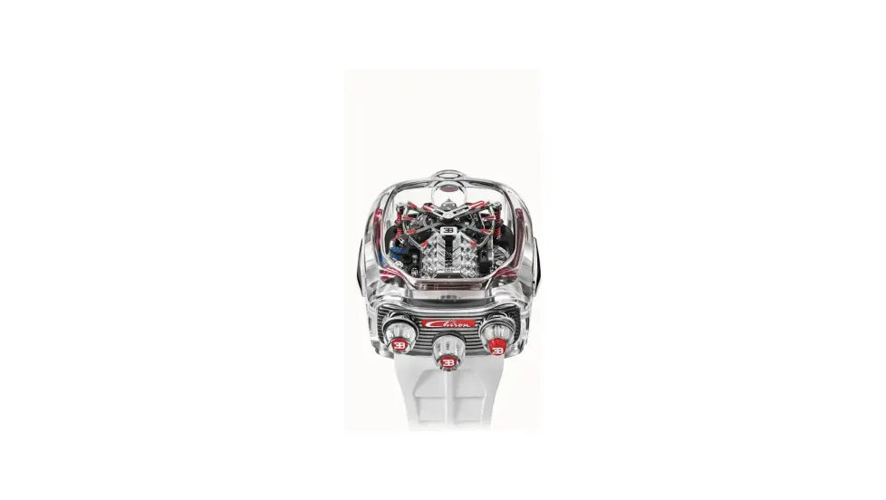 Jacob & Co. Bugatti Chiron Tourbillon Sapphire Crystal — Red Accents