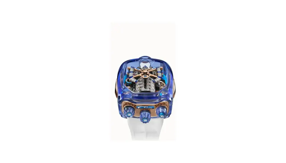 Jacob & Co. Bugatti Chiron Tourbillon Sapphire Crystal — Blue Sapphire Crystal with Rose Gold Backplate
