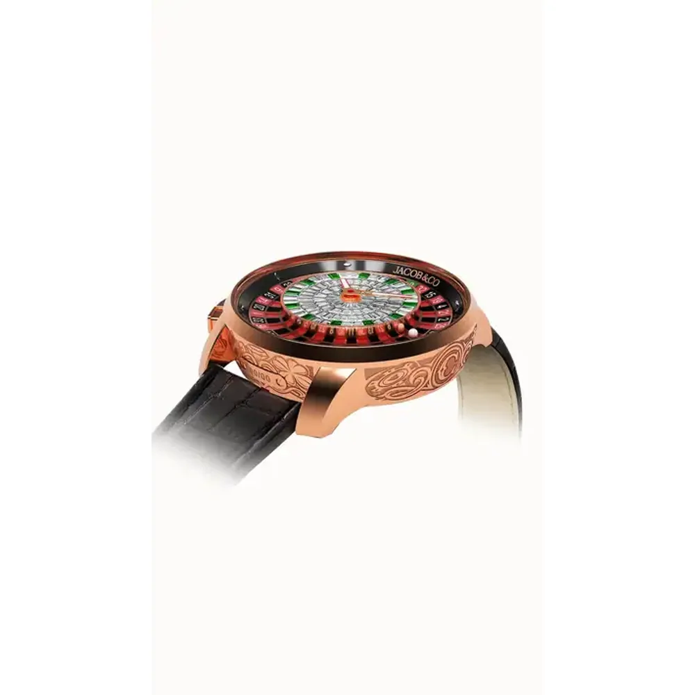 Jacob & Co. Casino Tourbillon — Rose Gold Baguette with Engraving