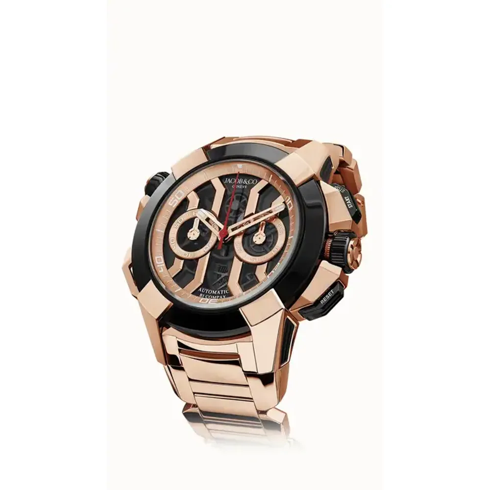 Jacob & Co. Epic X Chrono 47MM — Rose Gold Bracelet (Black)