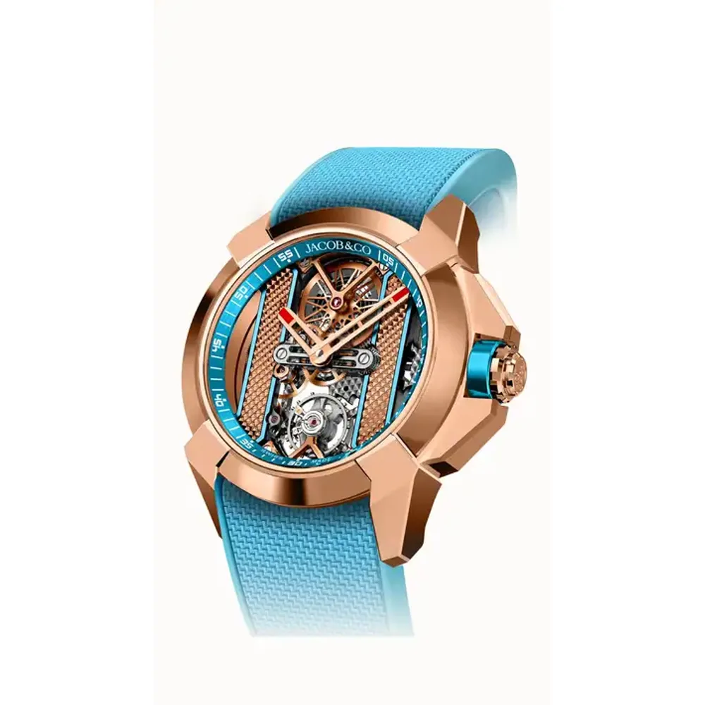 Jacob & Co. Epic X Bridges — Epic X Bridges V2 - Rose Gold And Stainless Steel - Light Blue Inner Ring