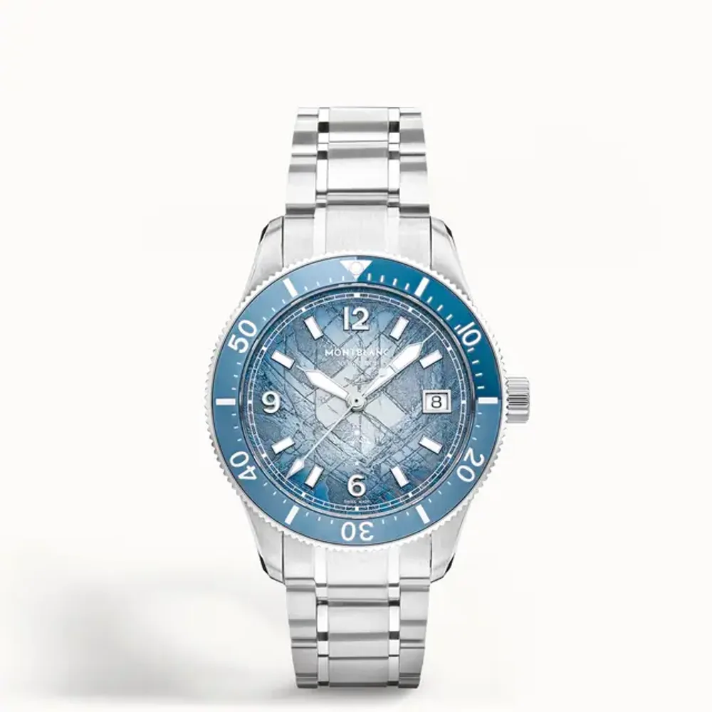 Montblanc Iced Sea Automatic Date 0 Oxygen, Steel, ALUMINIUM - Light blue