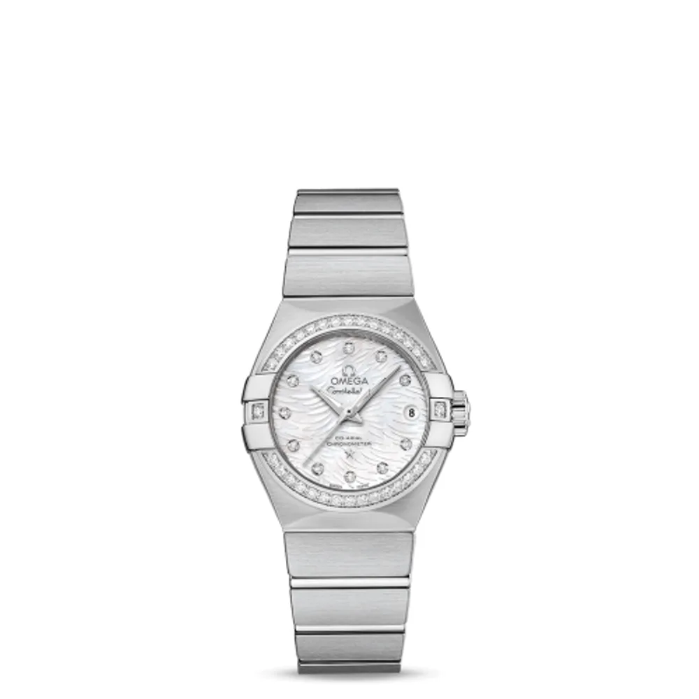 Omega Constellation Co-Axial 27 Brushed Stainless Steel / Diamond / White MOP