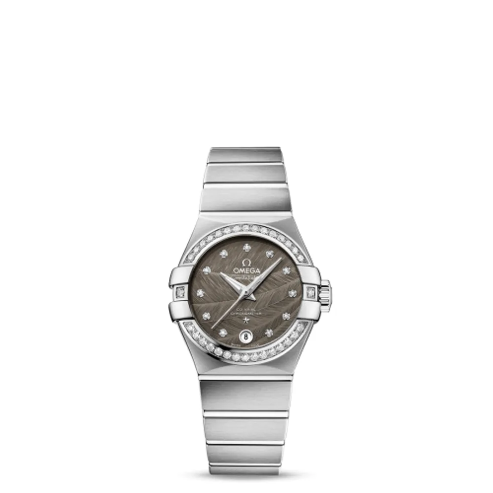 Omega Constellation Co-Axial 27 Brushed Stainless Steel / Diamond / Grey Feather