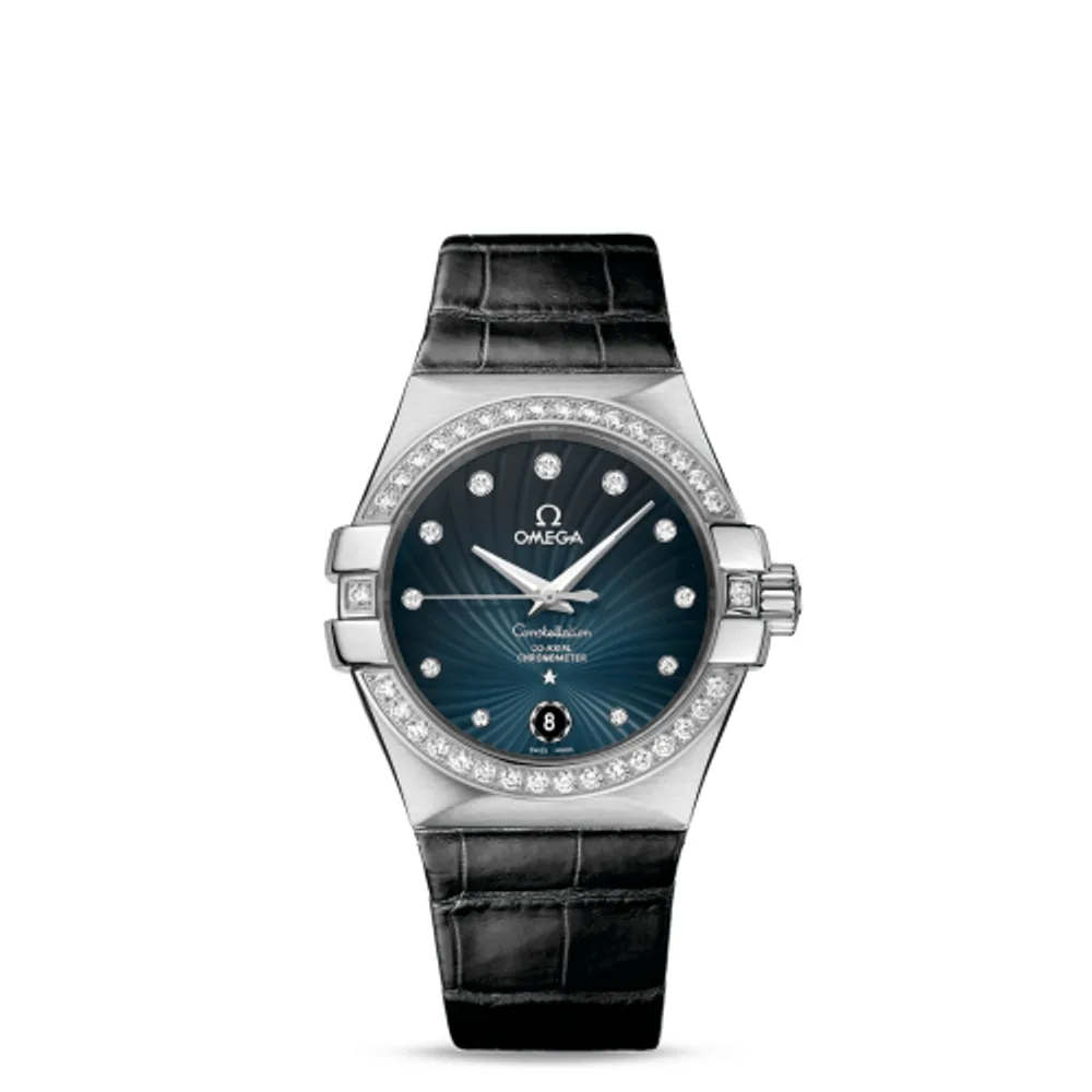 Omega Constellation Co-Axial 35 Stainless Steel / Diamond / Blue Supernova / Alligator
