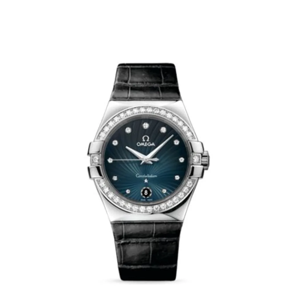 Omega Constellation Quartz 35 Stainless Steel / Diamond / Grey Supernova / Alligator