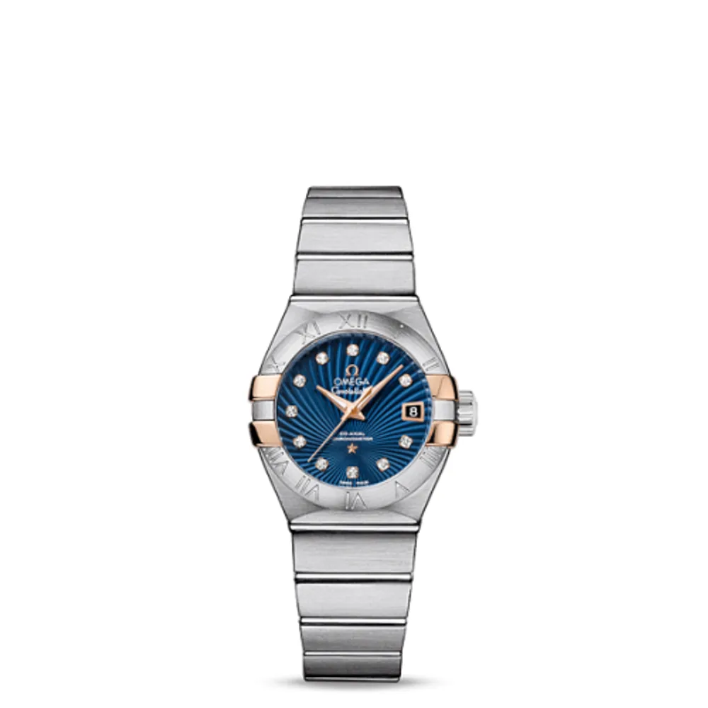 Omega Constellation Co-Axial 27 Brushed Stainless Steel / Red Gold Claws / Blue Supernova