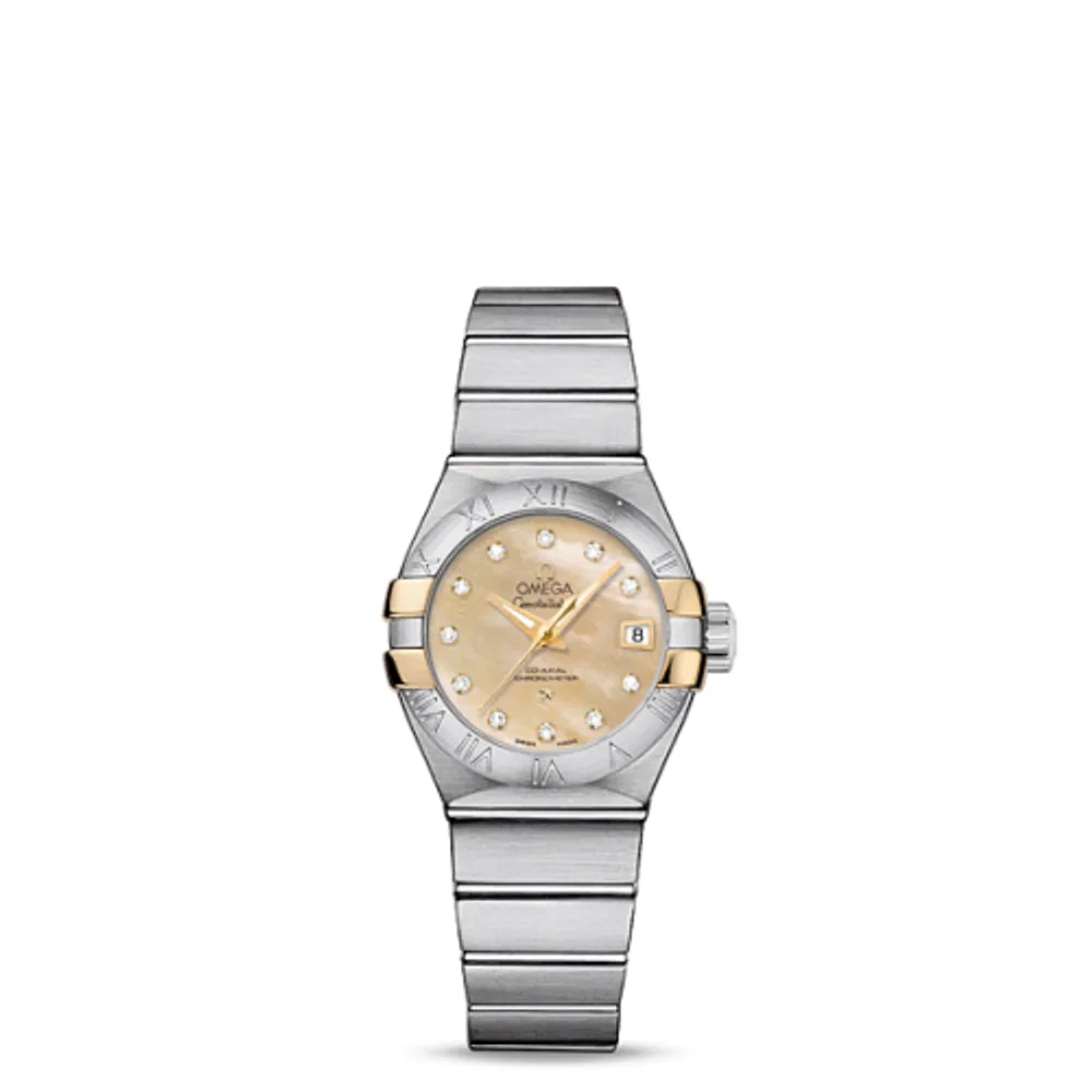 Omega Constellation Co-Axial 27 Brushed Stainless Steel / Yellow Gold Claws / Champagne MOP