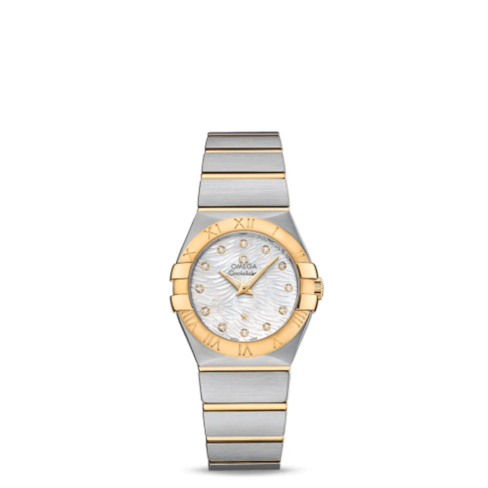 Omega Constellation Quartz 27 Brushed Stainless Steel / Yellow Gold / Wavy MOP