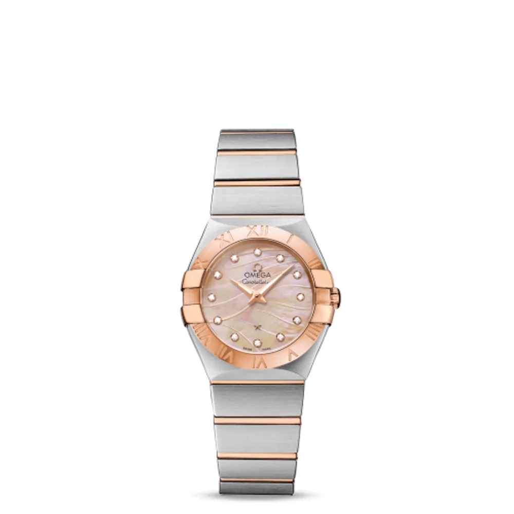 Omega Constellation Quartz 27 Brushed Stainless Steel / Red Gold / Red MOP