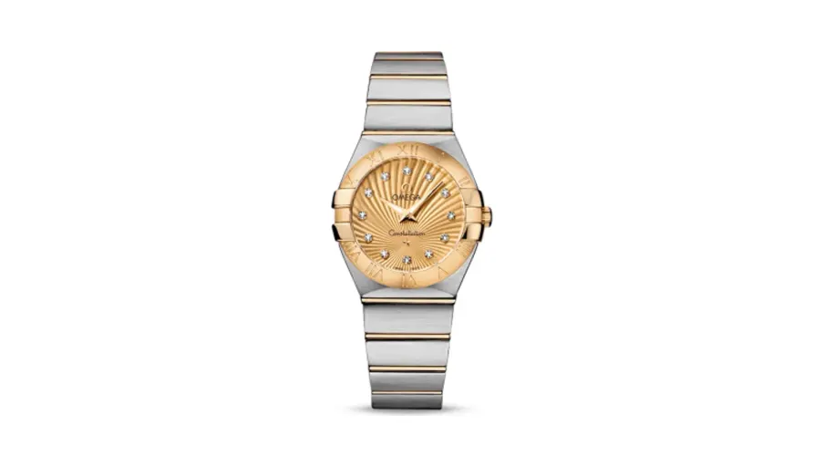 Omega Constellation Quartz 27 Brushed Stainless Steel / Yellow Gold / Champagne Supernova