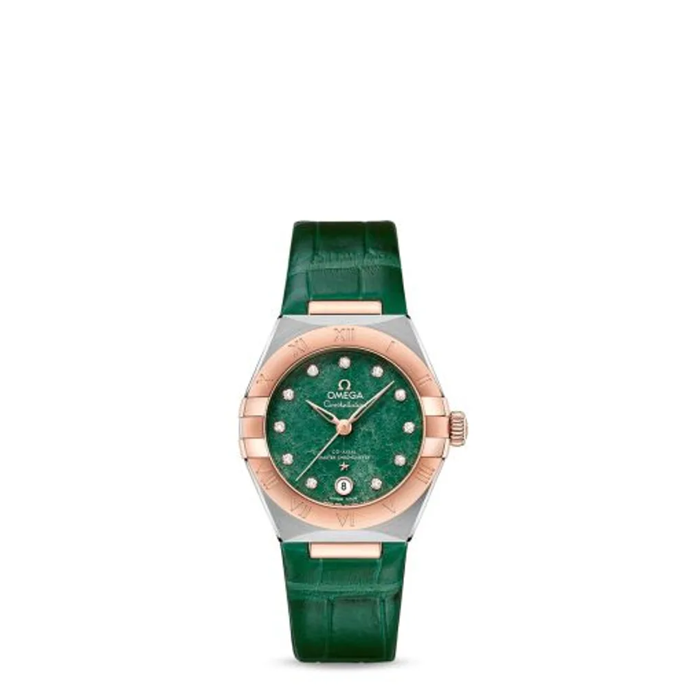 Omega Constellation Manhattan 29 Co-Axial Master Chronometer Stainless Steel / Sedna Gold / Green Aventurine