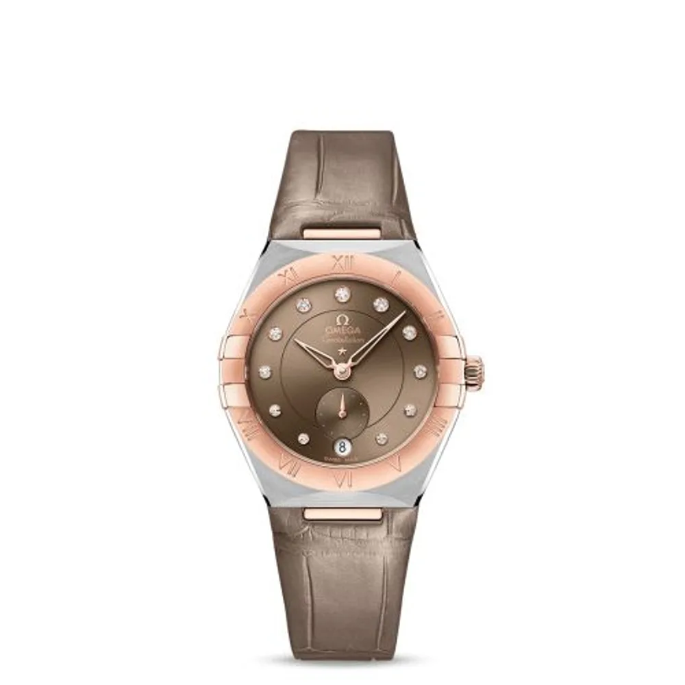 Omega Constellation Master Chronometer Small Seconds 34 Stainless Steel / Sedna Gold / Brown - Diamond