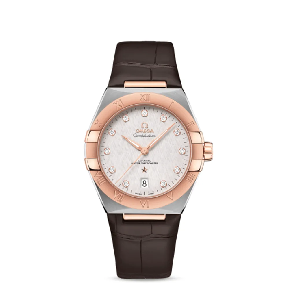 Omega Constellation Master Chronometer 39 Stainless Steel / Sedna / Silver-Diamond / Alligator