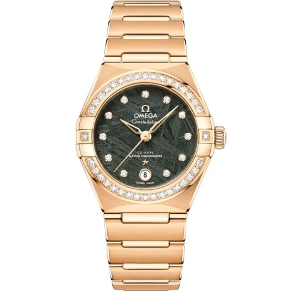 Omega Constellation Manhattan 29 Co-Axial Master Chronometer Yellow Gold - Diamond / Green Meteorite