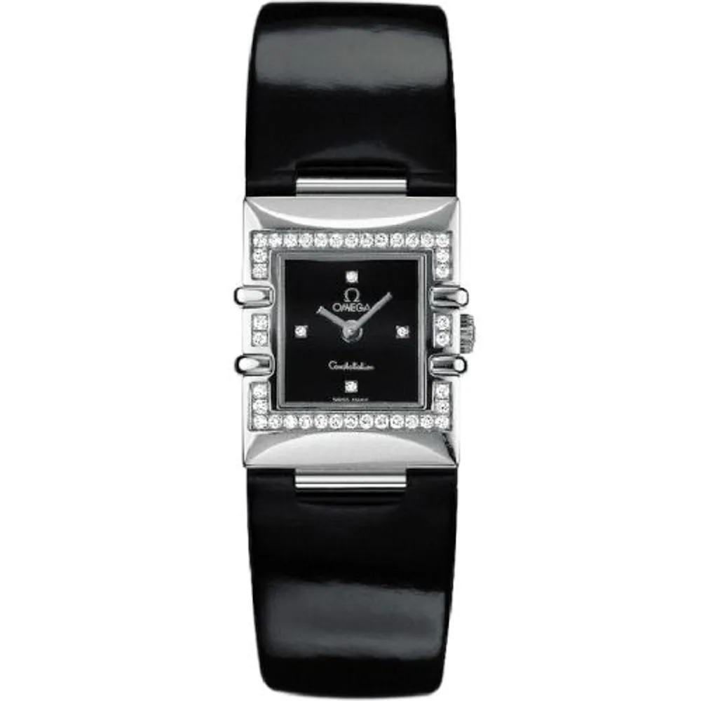 Omega Constellation Quadra Quartz 19.3 Stainless Steel - Diamond / Black / Strap
