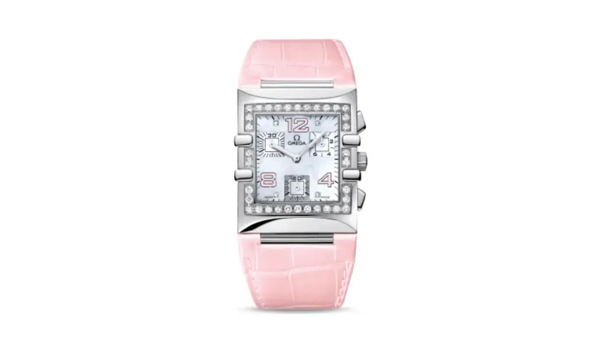 Omega Constellation Quadra Quartz 28 Chronograph Stainless Steel / Diamond / Pink MOP/ Alligator