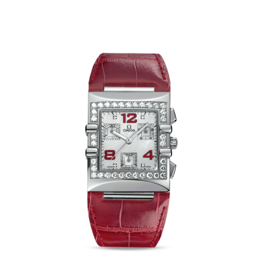 Omega Constellation Quadra Quartz 28 Chronograph Stainless Steel / Diamond / MOP/ Alligator