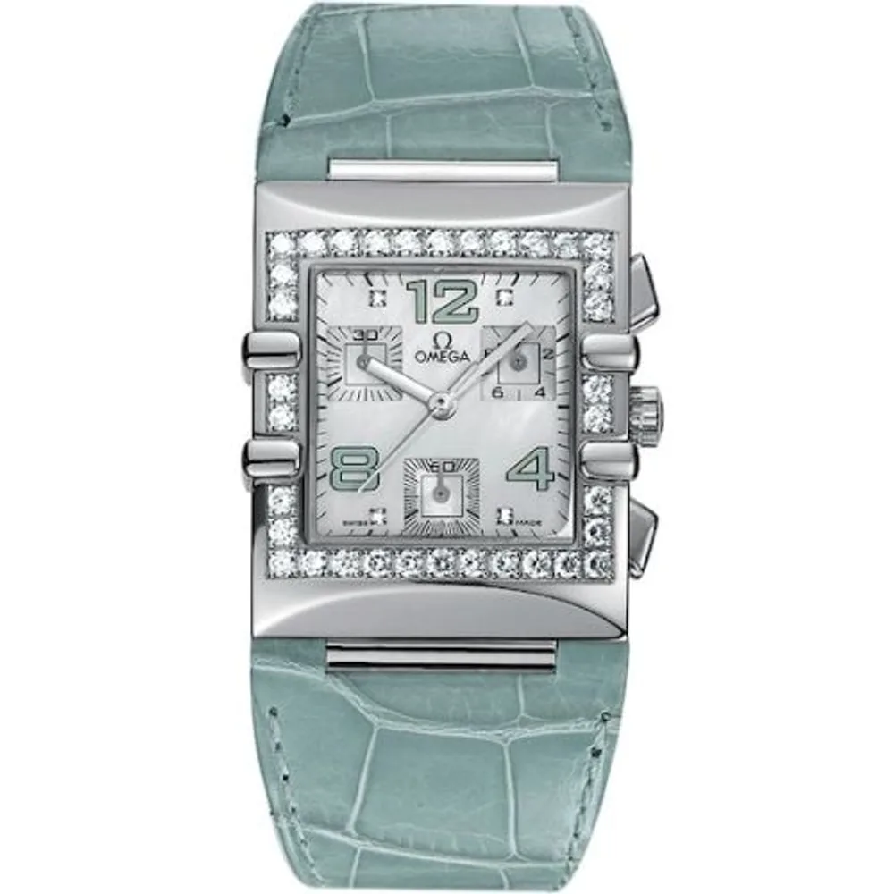 Omega Constellation Quadra Quartz 28 Chronograph Stainless Steel / Diamond / MOP/ Alligator