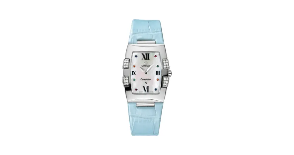 Omega Constellation Quadrella Quartz 25 Stainless Steel / MOP / Blue Alligator