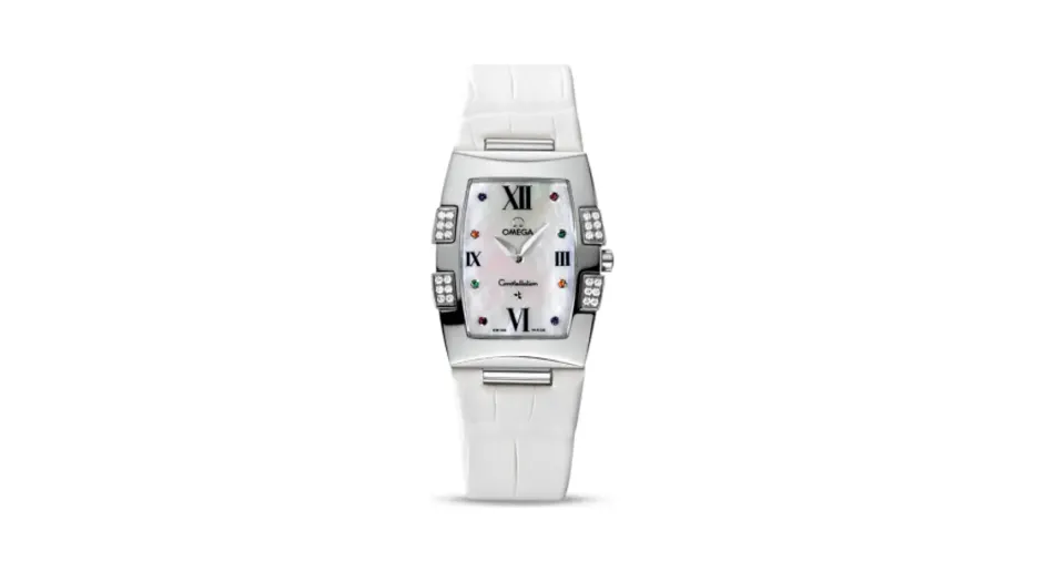 Omega Constellation Quadrella Quartz 25 Stainless Steel / MOP / White Alligator