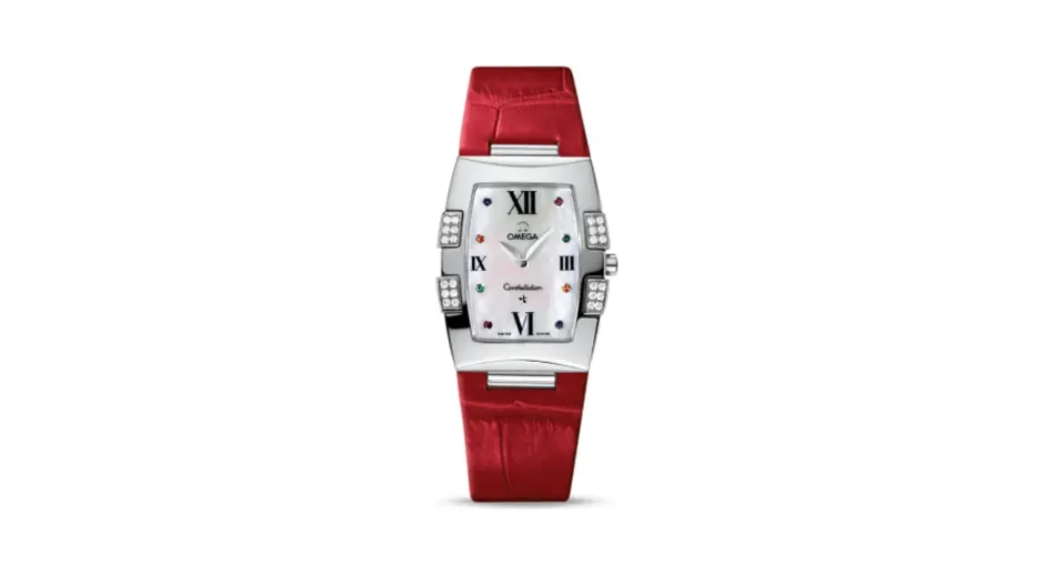 Omega Constellation Quadrella Quartz 25 Stainless Steel / MOP / Red Alligator