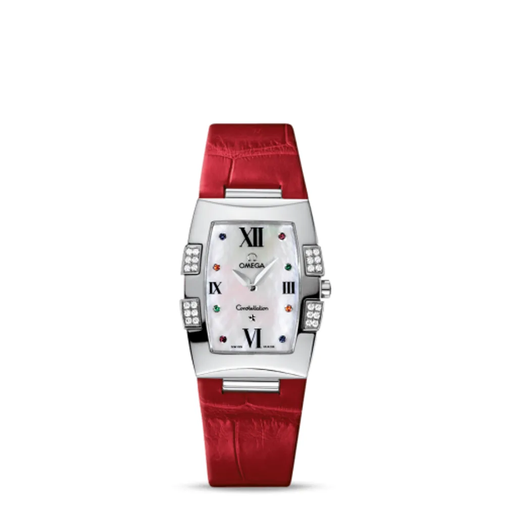 Omega Constellation Quadrella Quartz 25 Stainless Steel / MOP / Red Alligator