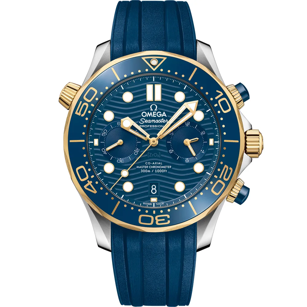 Omega Seamaster Diver 300M 44 mm, steel ‑ yellow gold on rubber strap