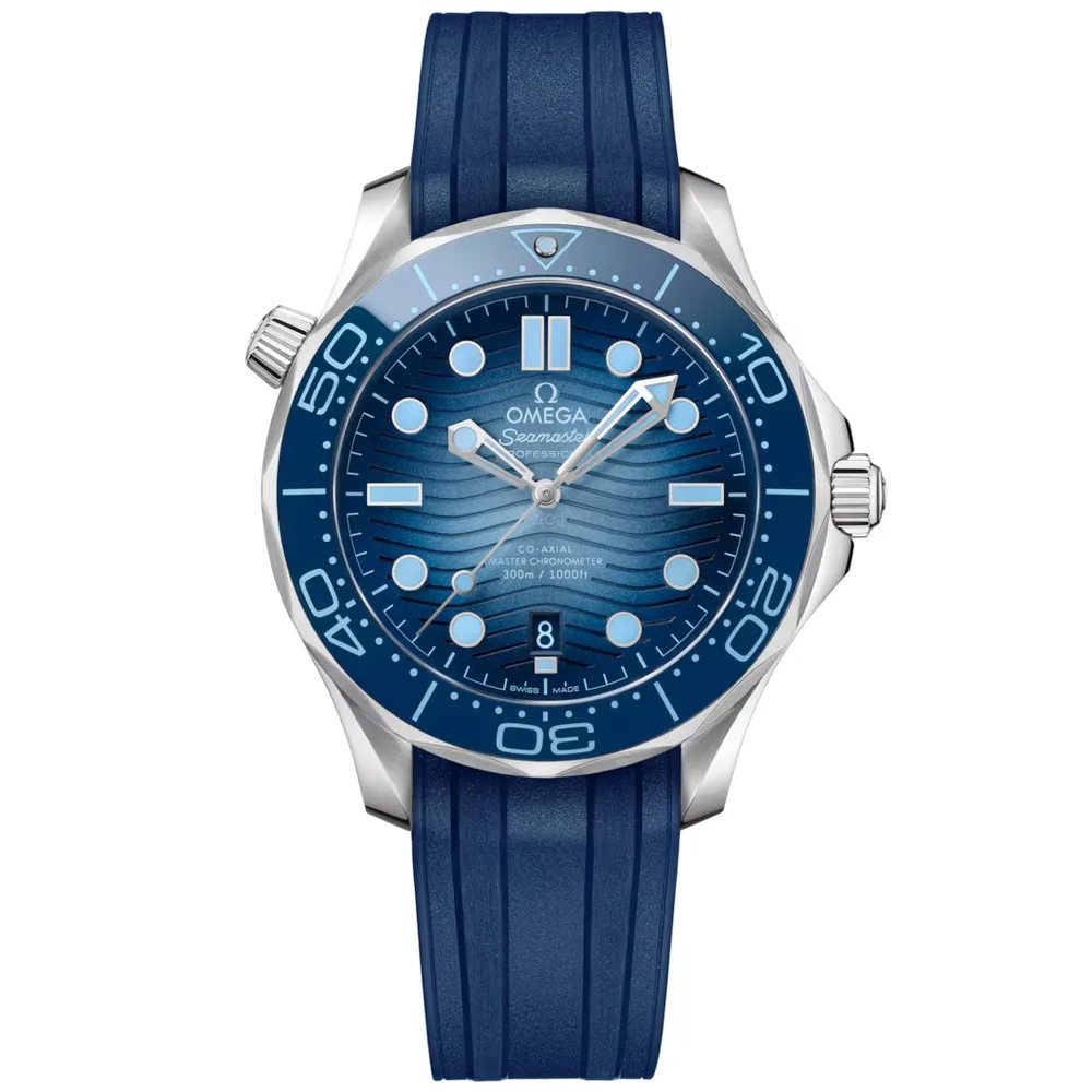 Omega Summer Blue Seamaster Diver 300M 42 mm, steel on rubber strap