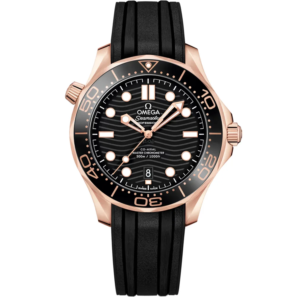 Omega Seamaster Diver 300M 42 mm, Sedna™ gold on rubber strap