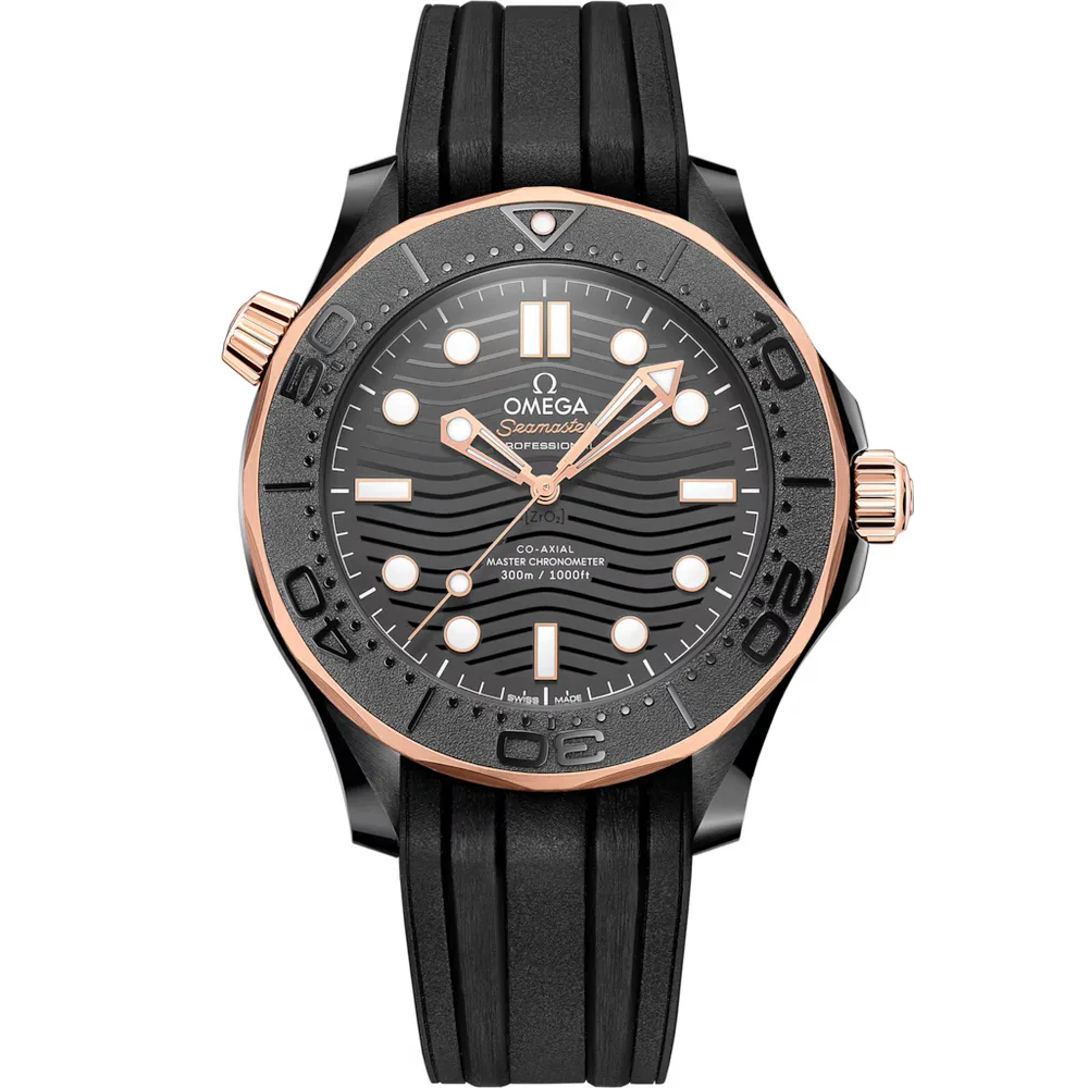 Omega Seamaster Diver 300M 43.5 mm, black ceramic on rubber strap