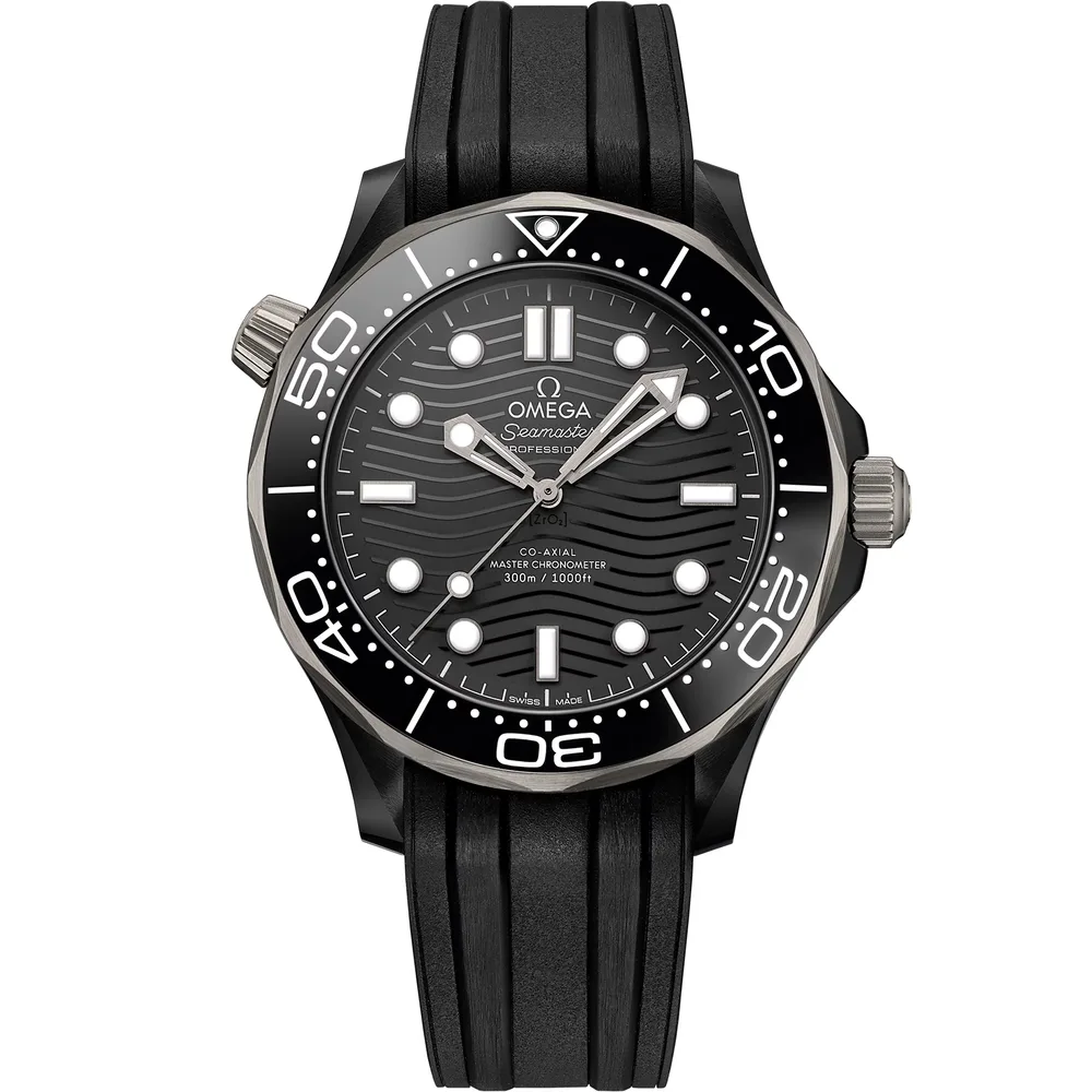 Omega Seamaster Diver 300M 43.5 mm, black ceramic on rubber strap