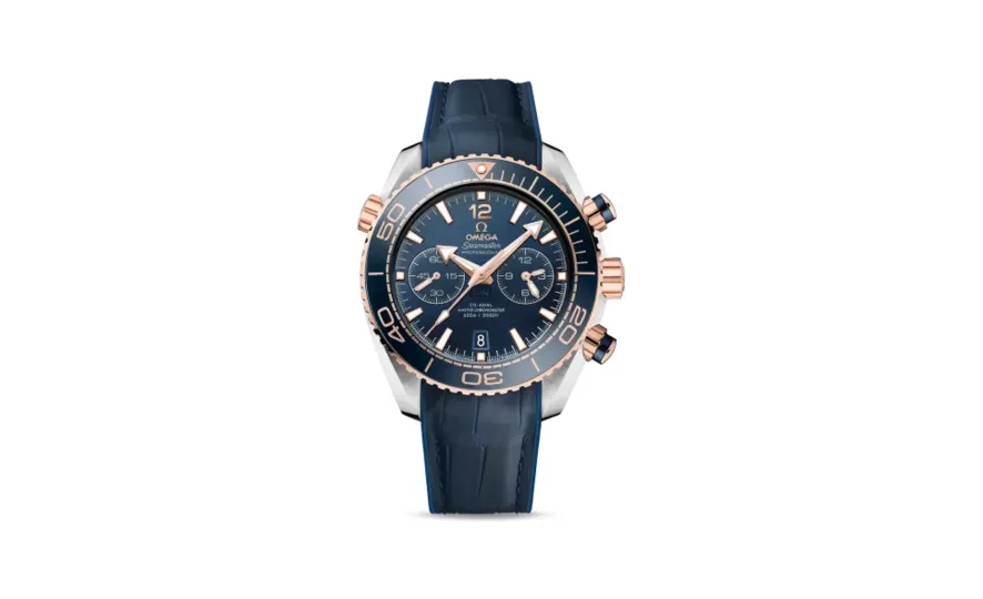 Omega Seamaster Planet Ocean 600M Co-Axial 45.5 Master Chronometer Chronograph Stainless Steel / Sedna Gold / Blue / Alligator
