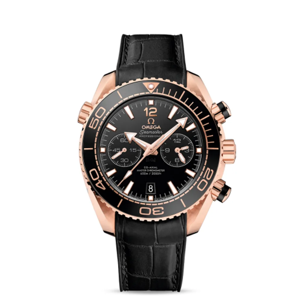 Omega Seamaster Planet Ocean 600M Co-Axial 45.5 Master Chronometer Chronograph Sedna Gold / Black / Alligator