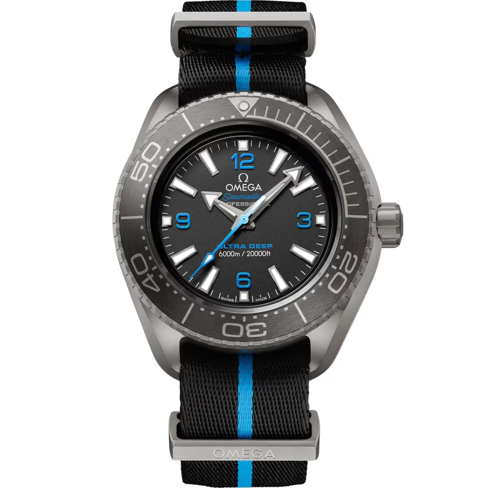 Omega Ultra Deep Seamaster Planet Ocean 6000M 45.5 mm, titanium on NATO strap